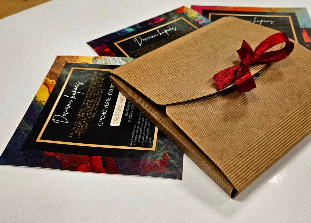 🎁 Išskirtinis Dovanų Kuponas ANT DROBĖS – Su Dėžute ir Asmeniniu Sveikinimu!